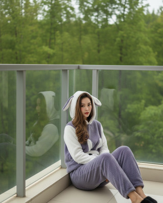 SKG Women Self Design, Printed Purple Night Suit Set
