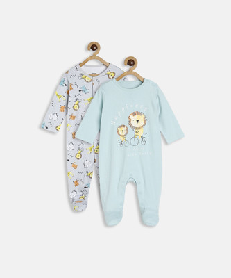 MINI KLUB Baby Boys Self Design Blue Night Suit Set