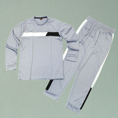 Squadfashion Men Solid Grey Night Suit Set