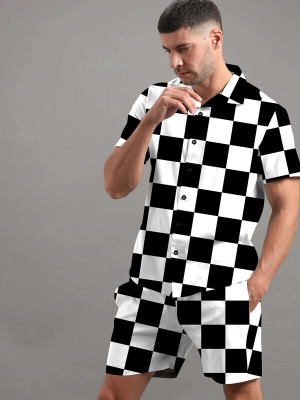 CHEAPSHIRTS Men Printed Black, White Night Suit Set