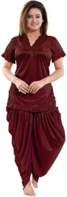 Jumri Doll Women Solid Brown Night Suit Set