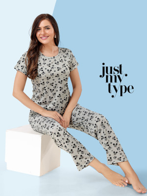 Trade Zone Women Printed Green Top & Pyjama Set
