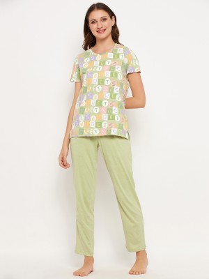 MADAME M SECRET Women Self Design Green Shirt & Pyjama set