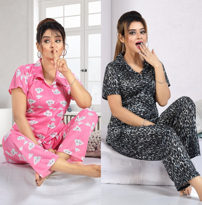 SIDWA Women Printed Multicolor Night Suit Set