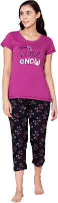 BodyCare Women Printed Multicolor Top & Capri Set