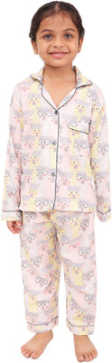 Biglilpeople Girls Printed Multicolor Shirt & Pyjama set