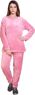 RG BY SS CLOTHING Women Solid Pink Top & Pyjama Set