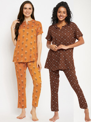 firstkrush Women Printed Multicolor Night Suit Set