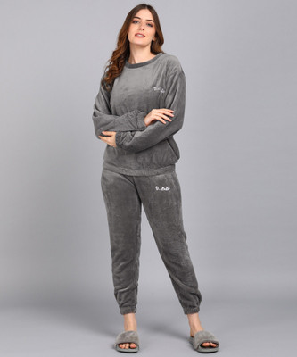 PKF Women Self Design, Printed Grey Night Suit Set