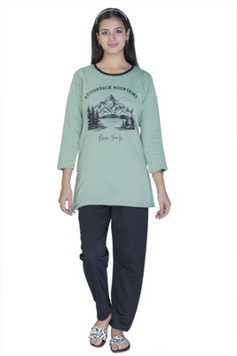 TVILLICK Women Printed Multicolor Top & Pyjama Set