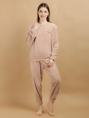 Ucollection Women Solid Pink Night Suit Set