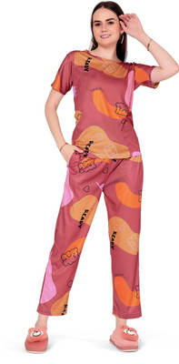 COZY NIGHTDRESS Women Printed Multicolor Top & Pyjama Set