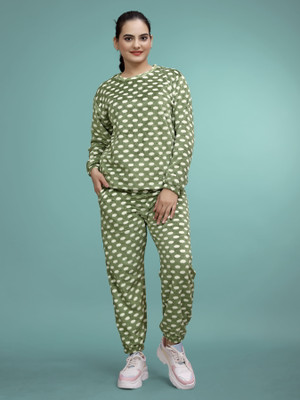 SAKARMAA Women Polka Print Light Green Top & Pyjama Set