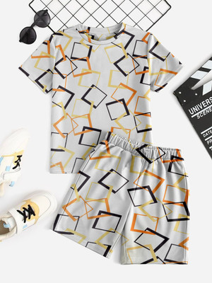 Qosha Men Printed Multicolor Night Suit Set