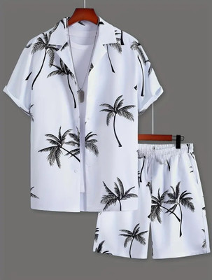 LEO ATTIRE Men Printed White Night Suit Set