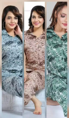 ShreeVastra Women Solid Blue Top & Pyjama Set
