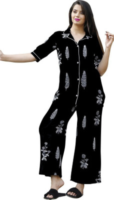 Subhaschandra Women Self Design Multicolor Night Suit Set