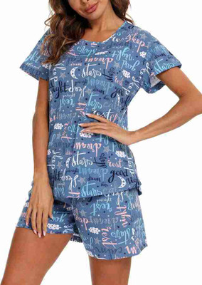 DIVYASTRI FASHION Women Printed Blue Night Suit Set