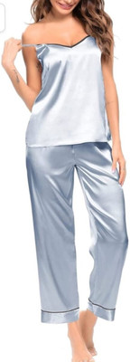 Majese Women Solid Silver Night Suit Set