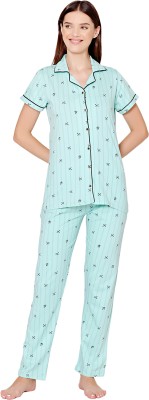 BodyCare Women Graphic Print Green Shirt & Pyjama set
