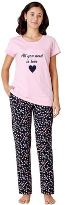 HouseOfCommon Girls Casual T-shirt Pyjama(PINK)