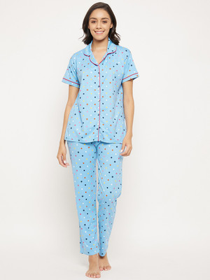 Camey Women Printed Blue Night Suit Set
