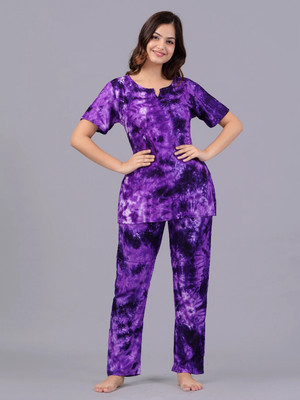 Bachuu Women Printed Purple Night Suit Set