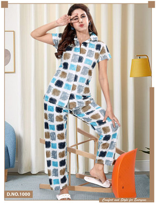 Vania's grace Women Printed Brown Night Suit Set