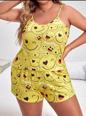 Aivora Women Printed Yellow Top & Shorts Set