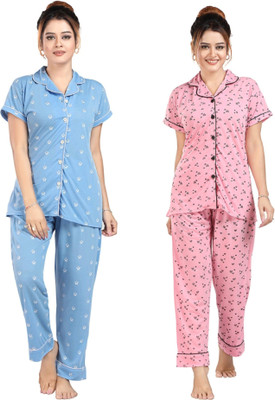 Shama Fashion Women Printed Multicolor Night Suit Set