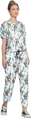 BAPASITARAM Women Printed White Top & Pyjama Set