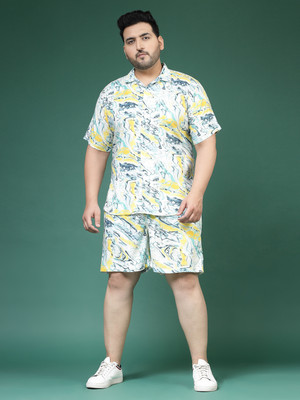 RIGO Men Printed Yellow Night Suit Set