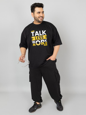 CHKOKKO Men Printed Black Top & Pyjama Set