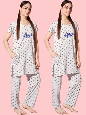 SwellSwag Women Printed Multicolor Night Suit Set