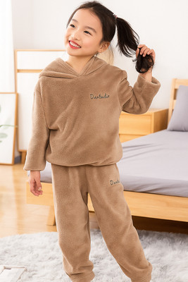 Ucollection Kids Nightwear Girls Printed Fleece Blend(Brown Pack of 1)