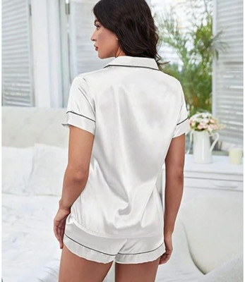 Vd hub Women Solid Grey Night Suit Set