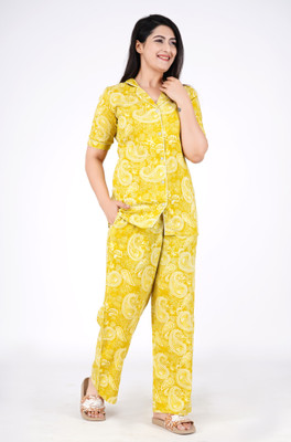 DreamBe Women Printed Yellow Night Suit Set