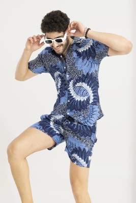 Snitch Men Printed Blue Night Suit Set