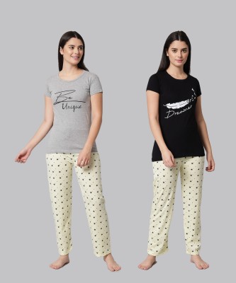 Trendy World Women Printed Multicolor Top & Pyjama Set