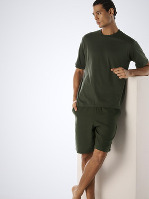 JACK & JONES Men Solid Green Top & Shorts Set