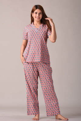 Kannahi Women Printed Yellow Top & Pyjama Set