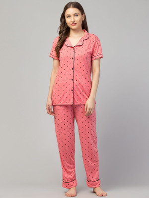 WONDERFIRST Women Colorblock, Floral Print, Solid, Printed Multicolor Shirt & Pyjama set