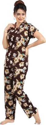 h r creation Women Floral Print Multicolor Night Suit Set