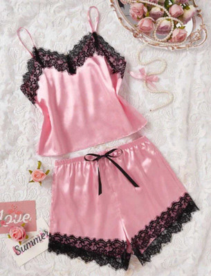 Jumri Doll Women Solid Pink Top & Shorts Set