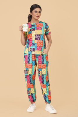 JK Creation Women Printed Multicolor Top & Pyjama Set