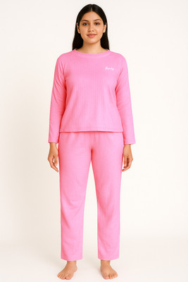 YGDEAL Women Self Design Pink Night Suit Set