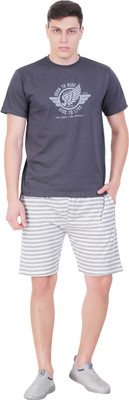 GOKUL FASHION Men Self Design Grey Top & Shorts Set