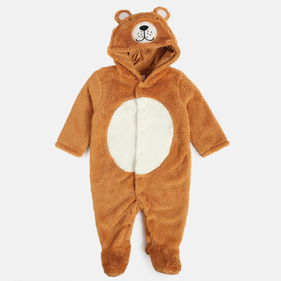 MINI KLUB Baby Boys & Baby Girls Self Design Brown Night Suit Set