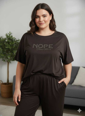 OM TRADERSASR Women Solid Brown Night Suit Set