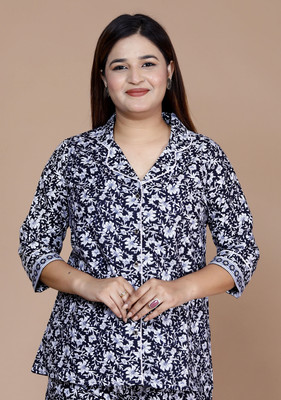 jaipzz apparels Women Printed Black Night Suit Set
